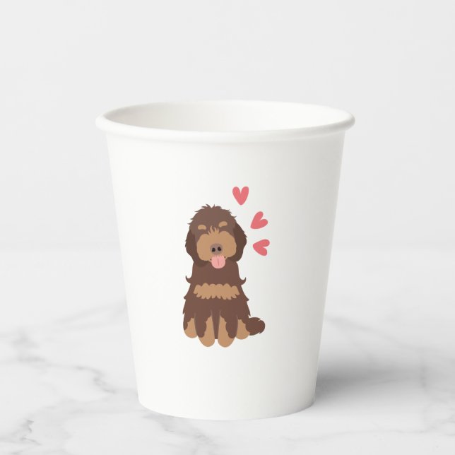 Vasos De Papel Amor Chocolate Phantom Cockapoo Cavapoo Perro (Anverso)