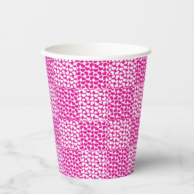 Vasos De Papel Amor controlado en magenta y blanco (Anverso)