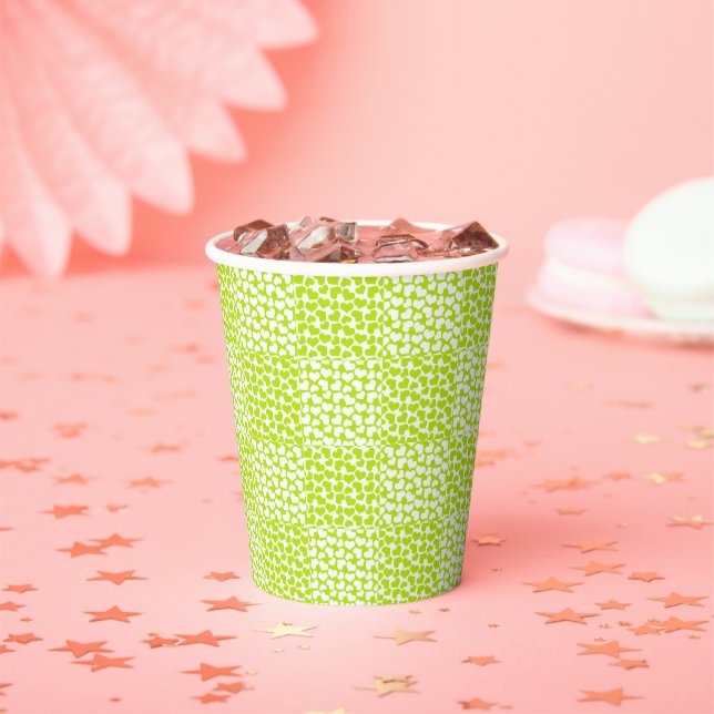 Vasos De Papel Amor controlado en verde limón y blanco (in situ)
