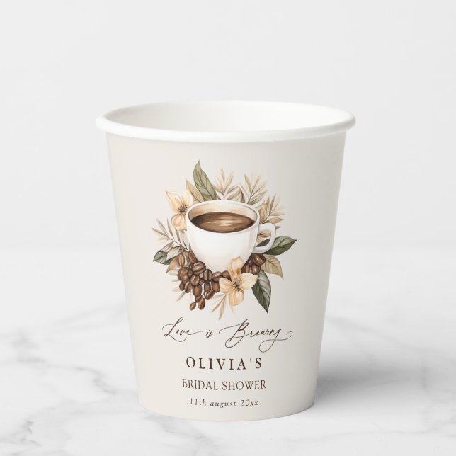 Vasos De Papel Amor de Café Floral está en ebullición: Baby Showe (Anverso)