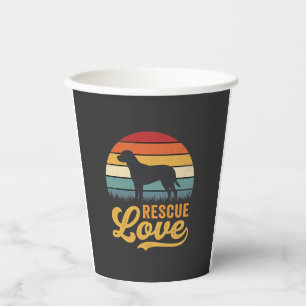 Vasos De Papel Amor de rescate Perro retro Atardecer_1
