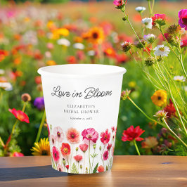 Vasos De Papel Amor en Flor Jardín de Bodas de Novia