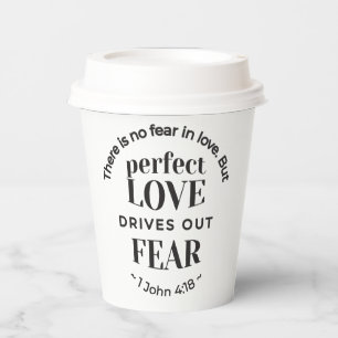 Vasos De Papel Amor Eterno - 1 Juan 4:18 Escritura Cita Arte