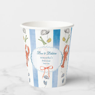 Vasos De Papel Amor & Langosta Coqueta Lazo Boda Ducha Nupcial