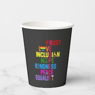 Vasos De Papel Amor Paz Igualdad Amor Inclusión Esperanza