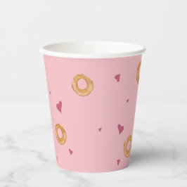Vasos De Papel AMOR Y BAGELES CORTOS | Rosa Rubor suave |