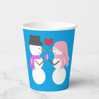 Vasos De Papel Amor y Snowpeople - Blue-green: Fiesta de Navidade