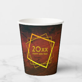 Vasos De Papel Añadir año Feliz Año Nuevo 20xx Oro Geométrico