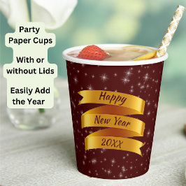 Vasos De Papel Añadir año texto feliz año nuevo 20xx cinta de oro