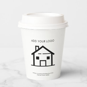 Vasos De Papel Añadir el logotipo de su empresa bienes inmuebles 