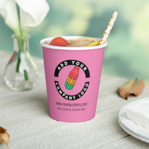 Vasos De Papel Añadir el sitio web del logotipo de su empresa o e