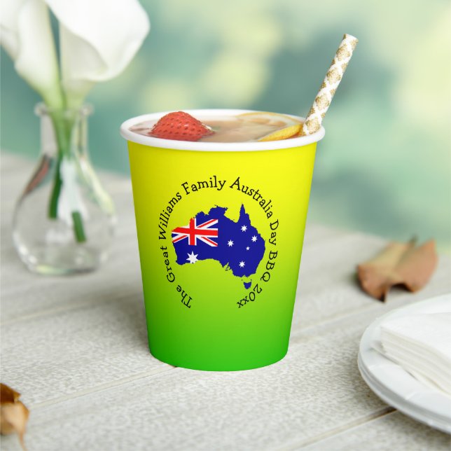 Vasos De Papel Añadir nombre año año Australia día barbacoa (in situ)