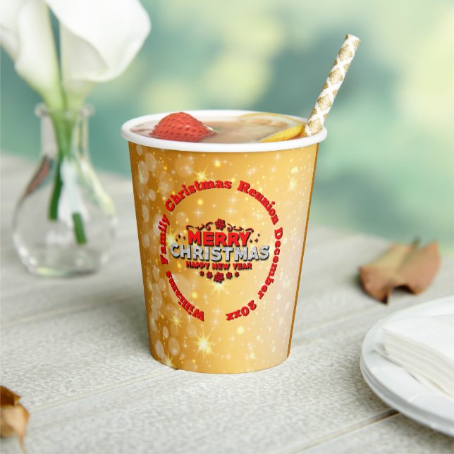 Vasos De Papel Añadir nombre año coincidente Feliz Navidad (in situ)