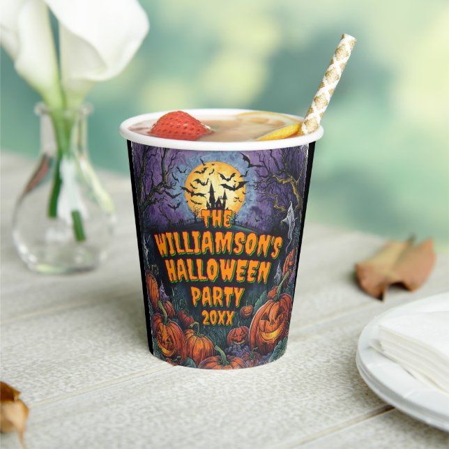 Vasos De Papel Añadir nombre año fiesta de Halloween 8pz (in situ)