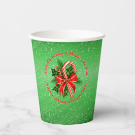 Vasos De Papel Añadir nombre cambiar texto Navidades verdes rojos