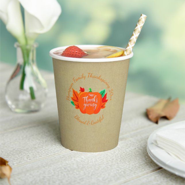 Vasos De Papel Añadir nombre de familia Texto Calabaza de Acción  (in situ)