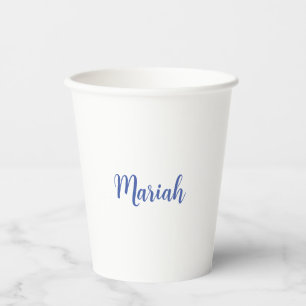 Vasos De Papel Añadir nombre Elegante Creativo Clásico Azul Blanc