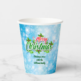 Vasos De Papel Añadir nombre familiar coincidente con azul navide