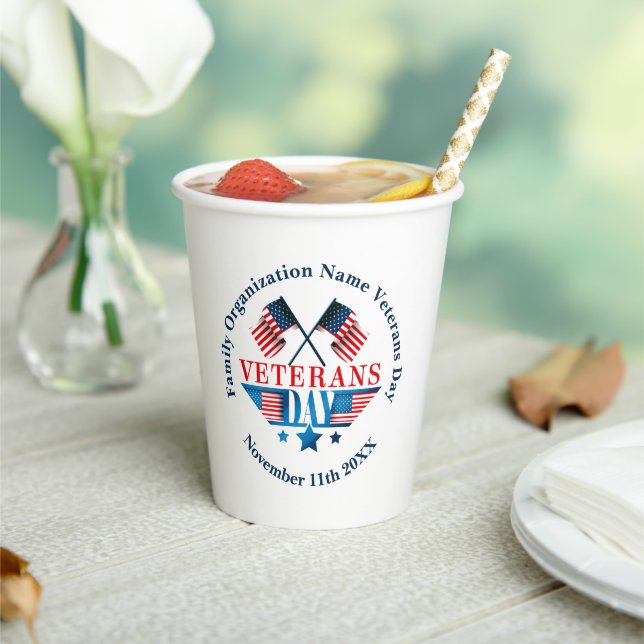 Vasos De Papel Añadir nombre Texto Veteranos Fiesta de celebració (in situ)