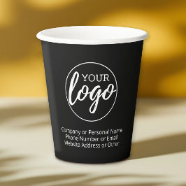 Vasos De Papel Añadir tu logotipo y 3 líneas de texto - negro