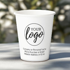 Vasos De Papel Añadir tu logotipo y 3 líneas de texto - negro