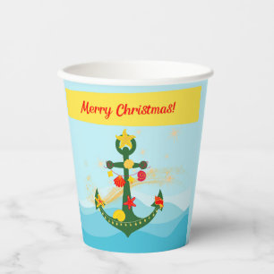 Vasos De Papel Ancla de Navidad Náutica