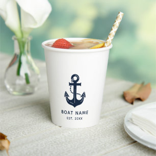 Vasos De Papel Ancla de nombre de barco náutico personalizado