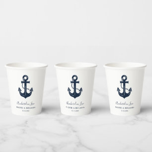Vasos De Papel Anclado En Amor Naútico Bodas Personalizadas