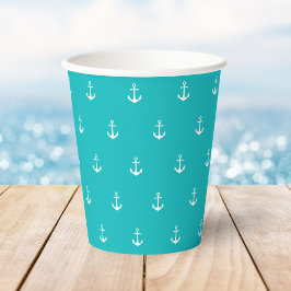 Vasos De Papel Anclaje blanco con color de fondo editable