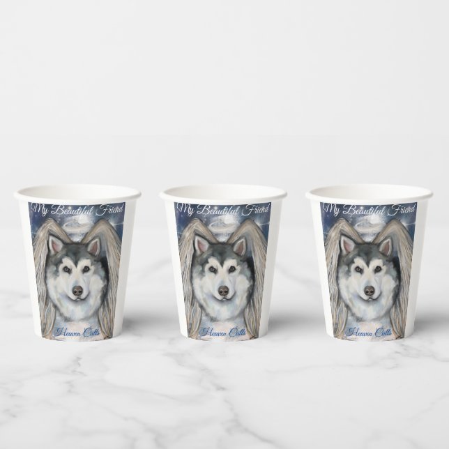 Vasos De Papel Ángel Alaskan Malamute (Multi)