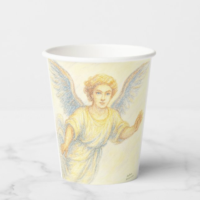 Vasos De Papel Ángel huyendo con una sonrisa (Anverso)