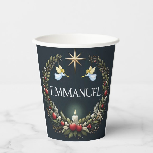 Vasos De Papel Ángeles Navidades de Emmanuel (Anverso)