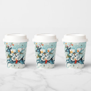 Vasos De Papel Ángeles Navideños retro vintage festivos