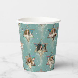 Vasos De Papel Angels vintage en estrellas con instrumentos music
