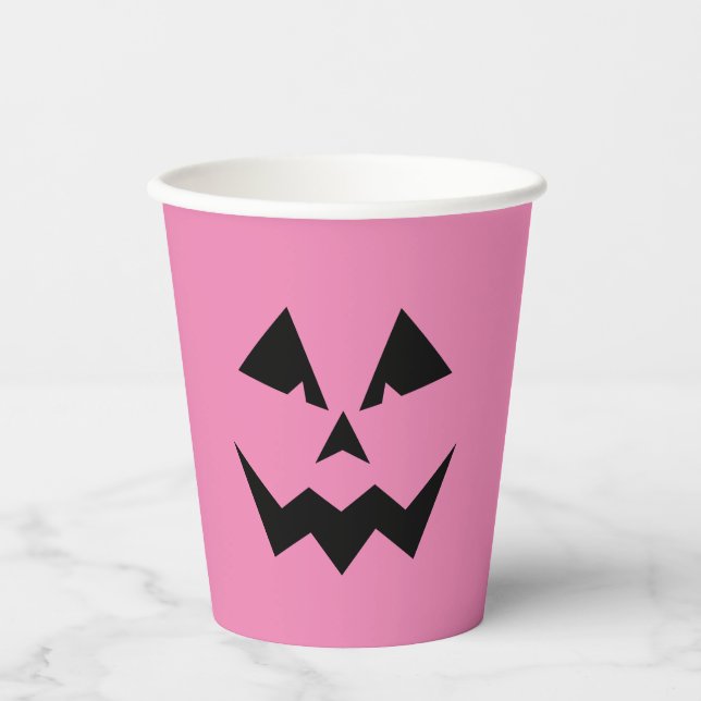 Vasos De Papel Angry Pink Jack O'Lantern (Anverso)