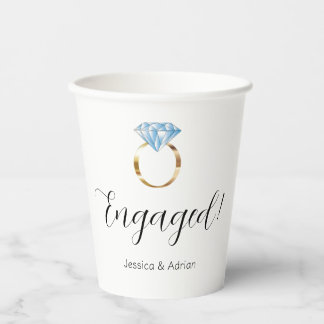 Vasos De Papel Anillo de Diamante de Compromiso Personalizado Fie