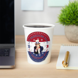 Vasos De Papel Anillo de la libertad de 2024 rojo y azul Tío Sam