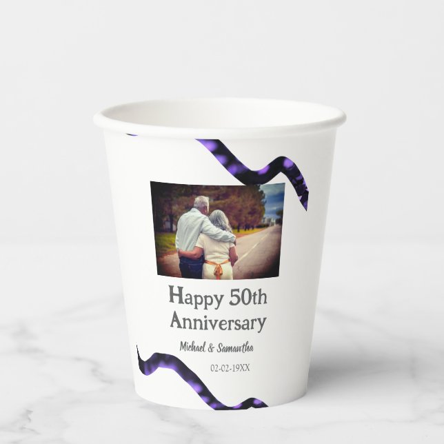 Vasos De Papel animaciones a los 50 años añadir fecha de foto de  (Anverso)