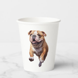 Vasos De Papel Animado juego de Bulldog inglés - Perro lindo Illu