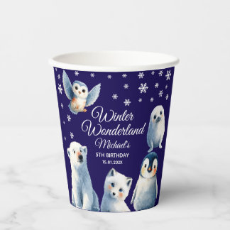 Vasos De Papel Animados animales del Ártico azul el cumpleaños de