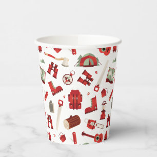 Vasos De Papel Animados Iconos de camping en un tema de aventura 