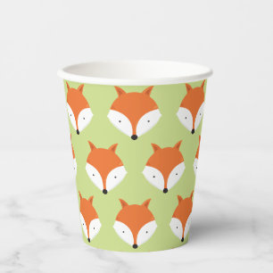 Vasos De Papel Animal del patrón de la cara de la zorra corta