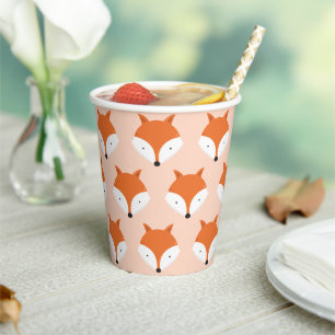 Vasos De Papel Animal del patrón de la cara de la zorra corta
