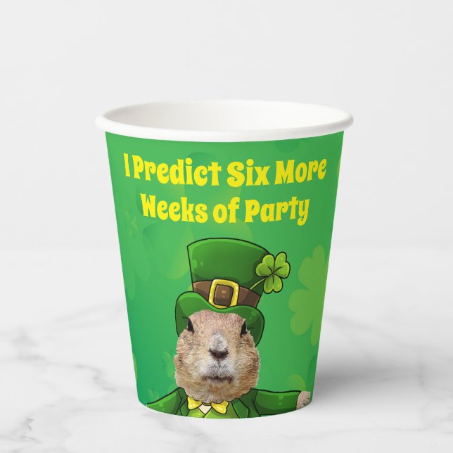 Vasos De Papel Animal Fiesta de St. Patrick's Day Groundhog (Anverso)