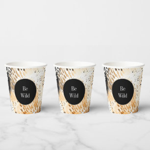 Vasos De Papel Animal Leopardo Crema Negro Salvaje