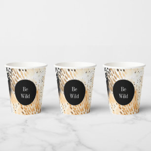 Vasos De Papel Animal leopardo salvaje del crema negro