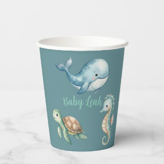 Vasos De Papel Animales Bajo el Mar Aquamarina Baby Shower