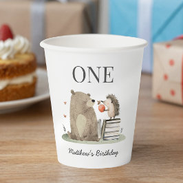 Vasos De Papel Animales de Bosque de Cuentos Cumpleaños
