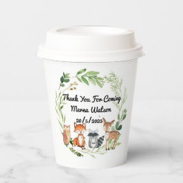Vasos De Papel animales de bosque diseño verde