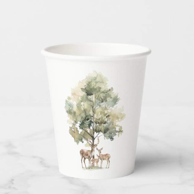 Vasos De Papel Animales de bosque forestal | Baby Shower de la fa (Anverso)